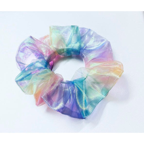 Cột Tóc Vải Scrunchies Màu Cầu Vòng