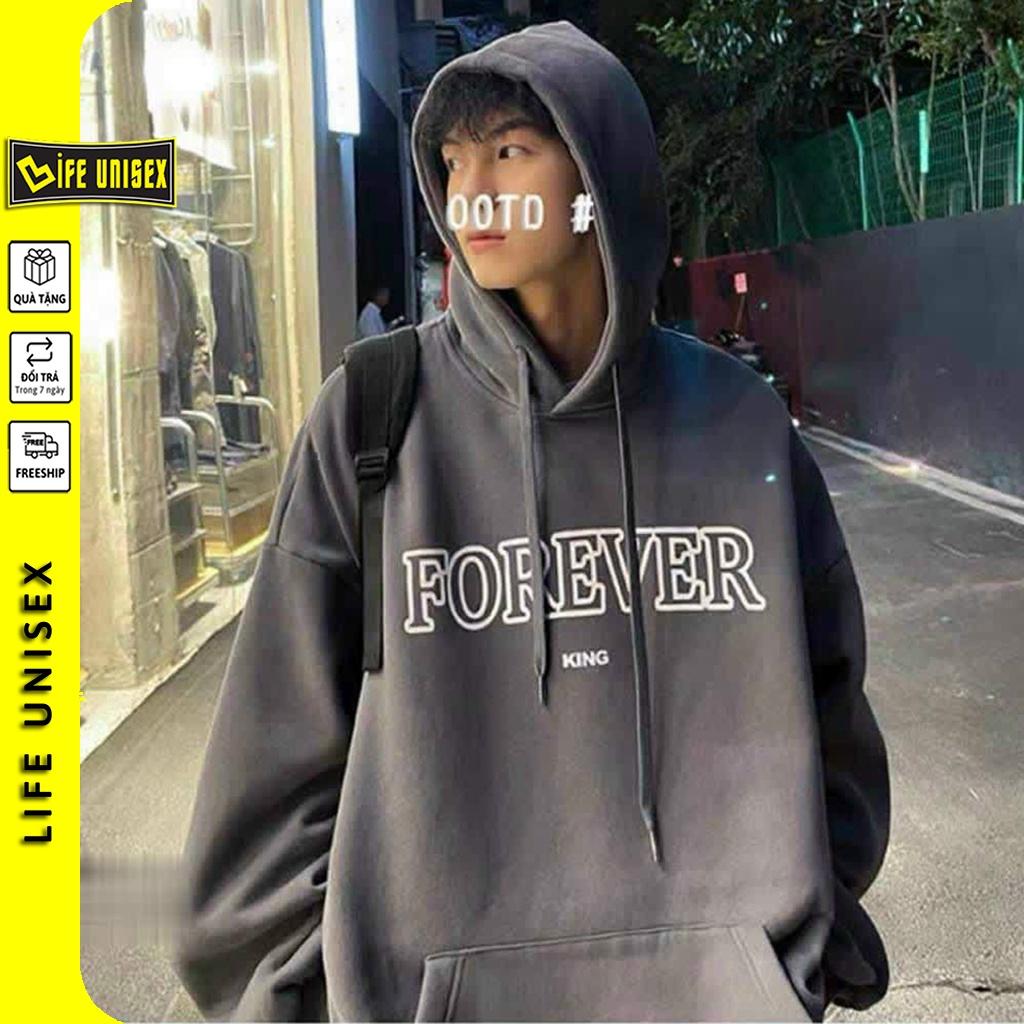 Áo Khoác Nỉ HOODIE FOR.EVER Nam Nữ, Áo Khoác Form rộng Nỉ Bông Ulzzang Hàn Quốc Đẹp Unisex Unisex