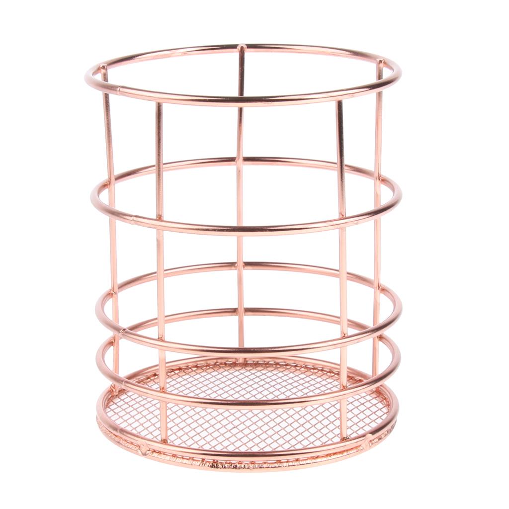 Hoa Hồng Vàng Vòng Dây Kim Loại Bút Nồi Bút Chì Giá Treo Bàn Chải Bàn Làm Việc Nhà Tổ Chức