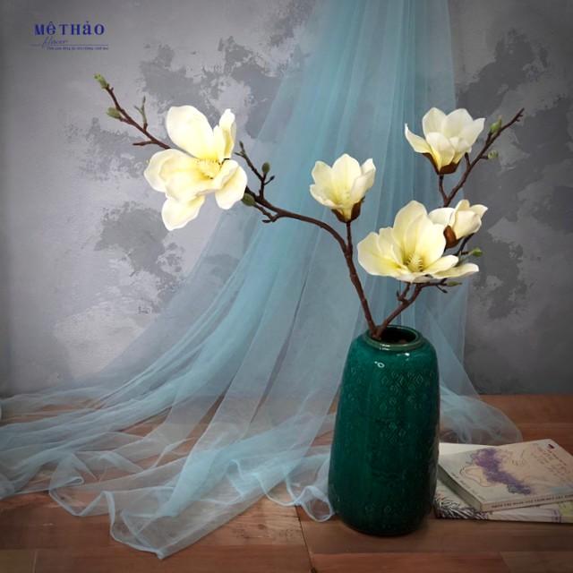 Cành Hoa Mộc Lan Giả Hoa Lụa Cao Cấp Trang Trí Nhà Cửa Cắm Bình Và Lọ Hoa Decor Sang Trọng