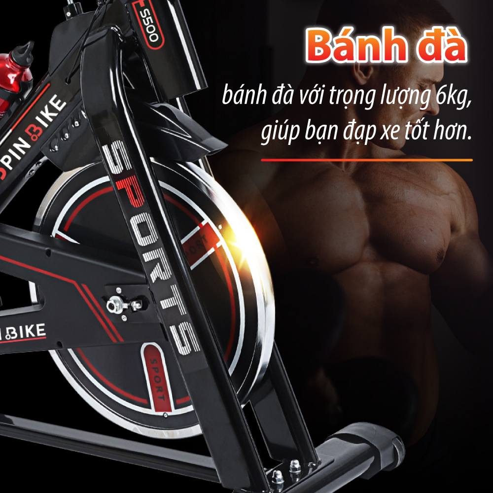 BG [TẶNG GIÁ ĐỠ DI ĐỘNG] Xe đạp tập thể thao đa năng trong nhà SPINING BIKE S500 mới (hàng nhập khẩu)