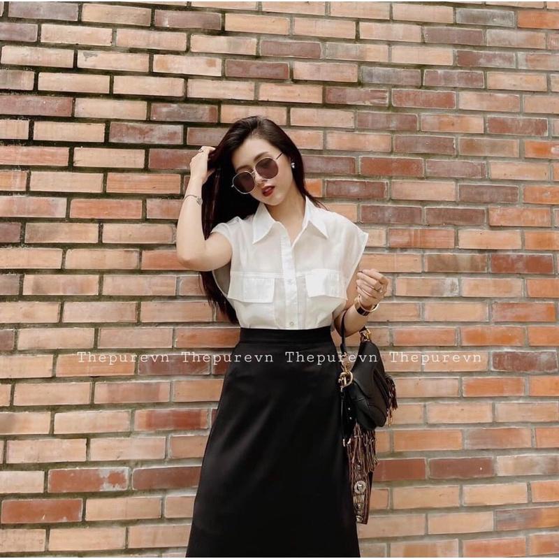 Áo sơ mi Gu tay hến túi ngực chất đũi tằm cực đẹp SM115