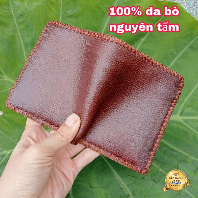Ví Nam Đứng Da Bò Viền Khâu Tay Đẹp THC, KT cm