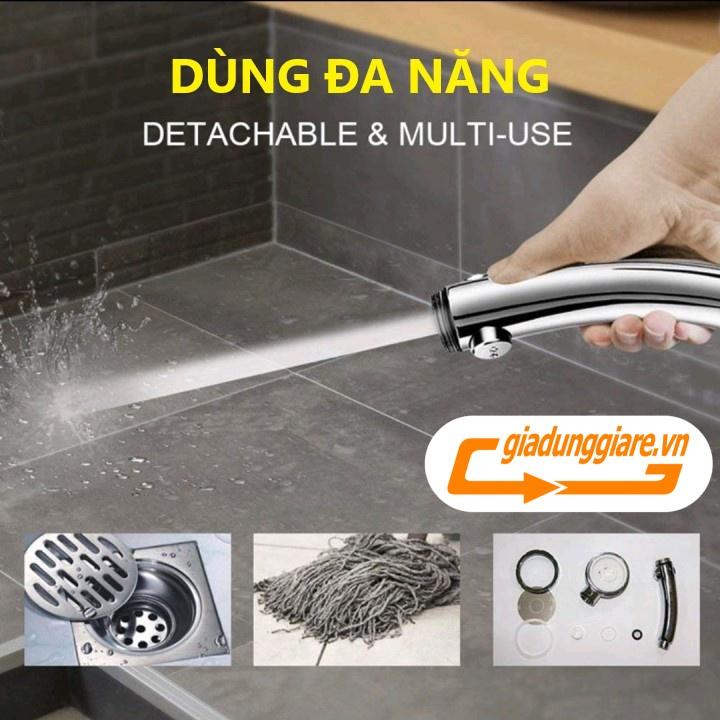 ĐẦU VÒI SEN tắm nóng lạnh cao cấp mạ CROM bát vòi tắm tăng áp mặt Inox kèm nút tắt mở với 03 chế độ nước - giadunggiare