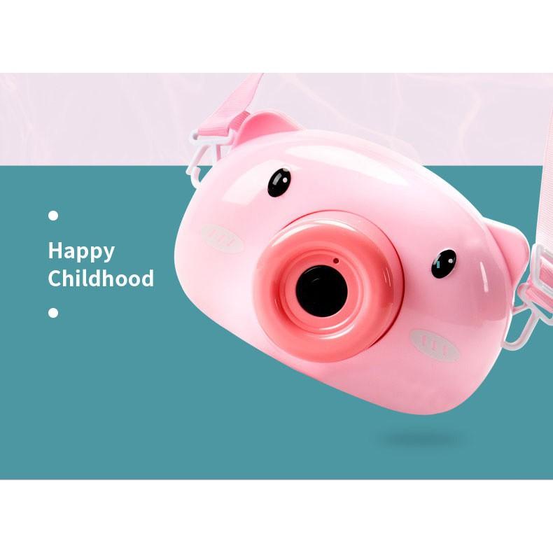 Máy Ảnh Thổi Bong Bóng Tự Động, Có Nhạc Đèn Hình Chú Heo Hồng Đáng Yêu Cho Bé