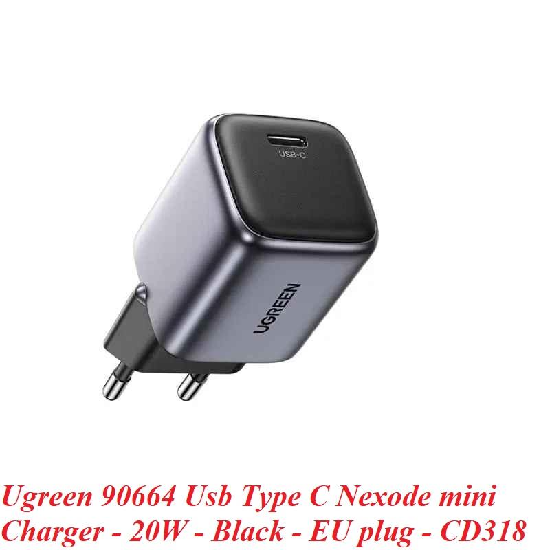 Ugreen UG90664CD318TK 20W Màu Đen Bộ sạc nhanh Nexode Mini cổng USB-C chuẩn cắm EU - HÀNG CHÍNH HÃNG