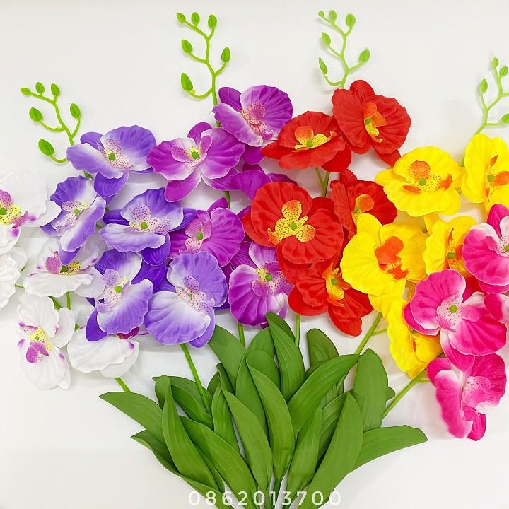 Combo 10 cành Hoa giả - Hoa Lan Hồ Điệp Lucas 60cm trang trí bền, đẹp, sang trọng