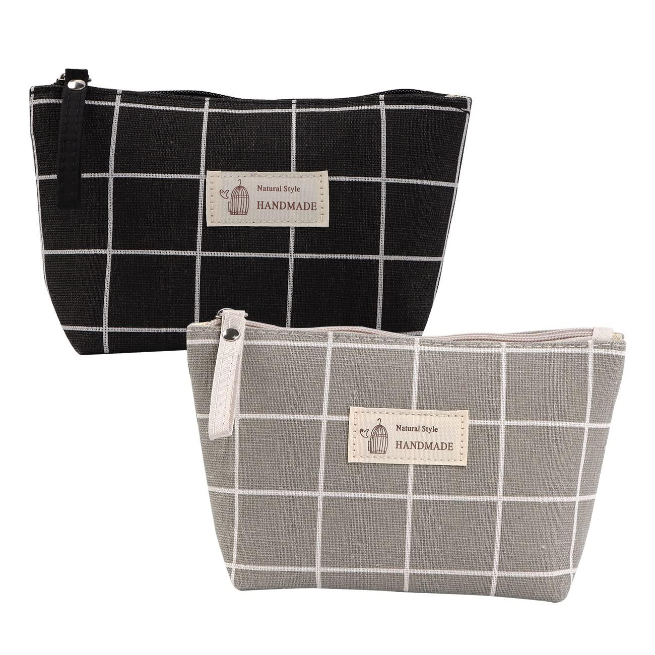 Hộp Đựng Mỹ Phẩm Bằng Vải 2 Cái, Túi Đựng Mỹ Phẩm Bằng Vải, Túi Trang Điểm Bằng Vải Đa Năng Có Khóa Kéo, Cho Thẻ Rút Tiền Móc Khóa Mỹ Phẩm