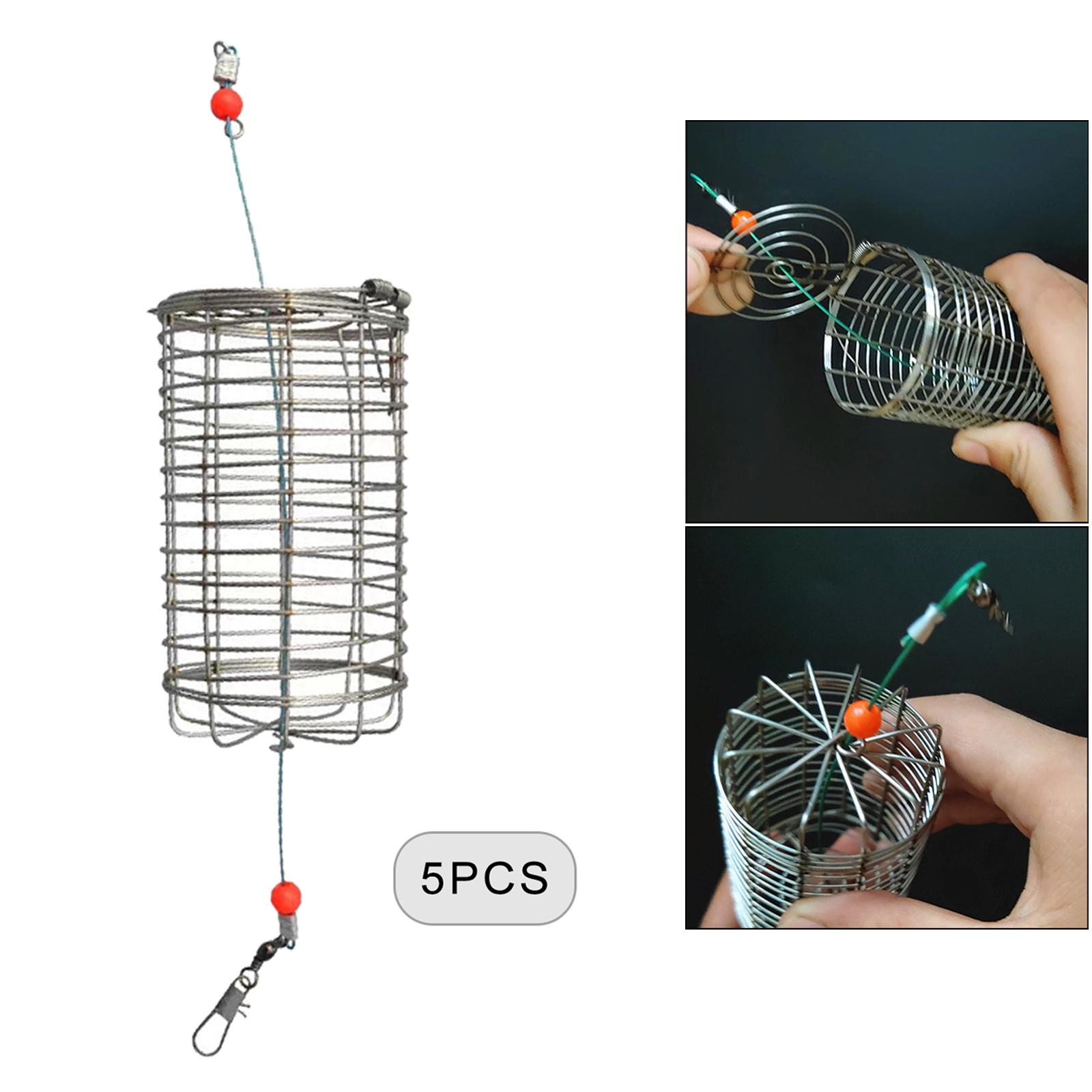 5pcs Carp Fishing Bait Trap Cage Feeder Basket Holder, Anti-rust Coarse Lure Feeder Carp Small Fishing Tackle Kit for Shrimp Carp Crayfish Crab