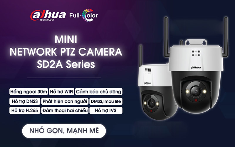 Camera PTZ Wifi DAHUA SD2A 2MP/5MP Ngoài Trời, Xoay 360 - Hàng chính hãng