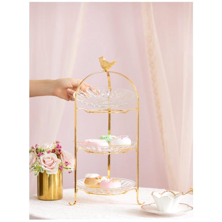Đĩa quả 3 tầng Chim khuyên tân cổ điển phong cách Bắc Âu - Decor-08L