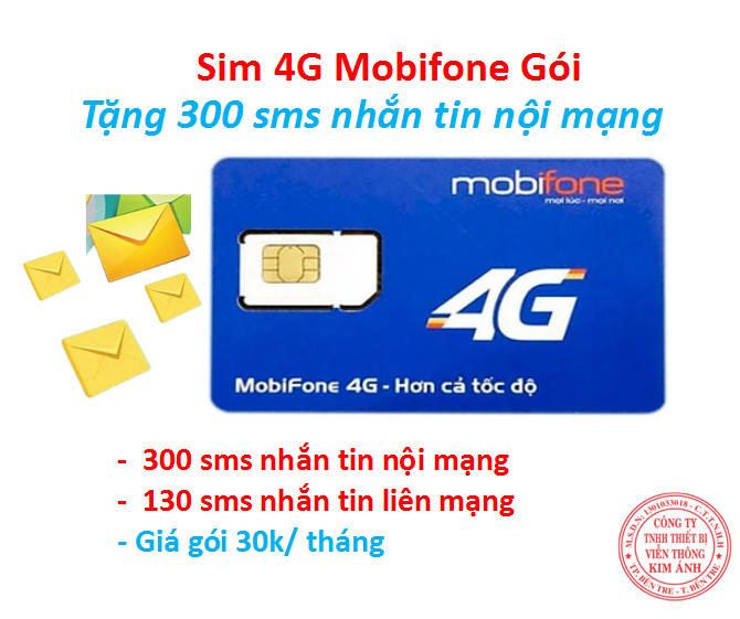 SIM Mobifone Gói S30P Ưu đãi 300 SMS miễn phí, Nhắn tin thả ga chỉ 30K/tháng, Hàng Chính Hãng