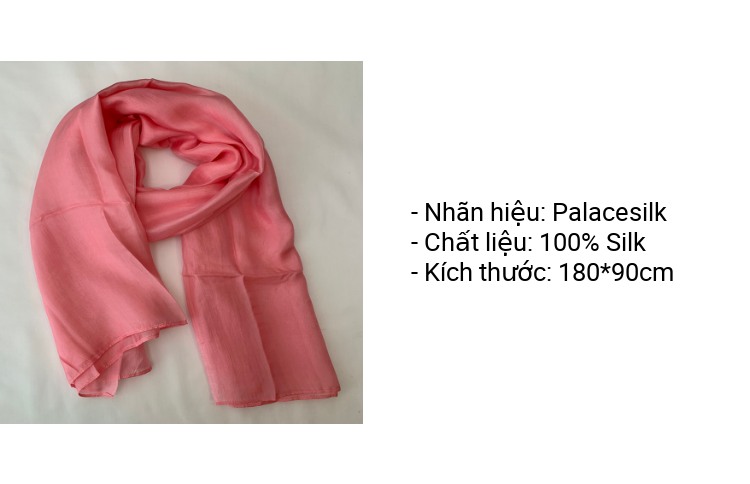 Khăn quàng cổ lụa tơ tằm trơn màu hồng phấn, 100%silk, hàng thủ công chất lượng cao