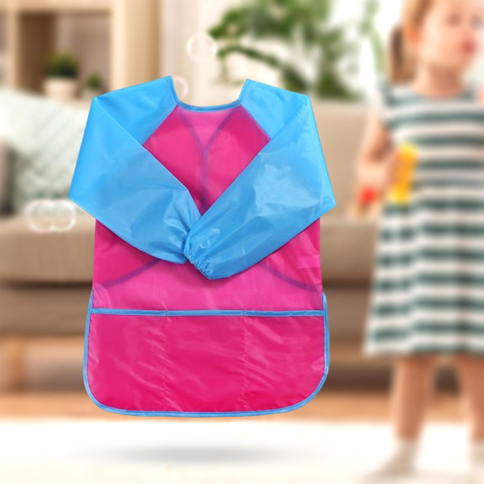 Washable Children Baking Eating Smock with 3 Pocket for Baby Toddler Infant