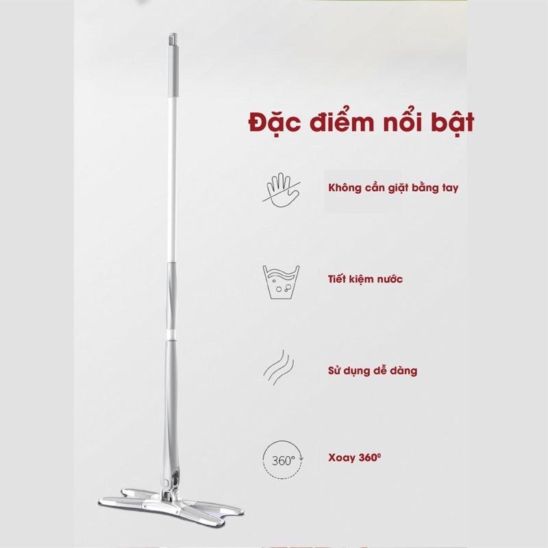 Cây chổi lau nhà chữ X, chổi lau nhà thông minh tự vắt chính hàng SPIN.MOP cao cấp