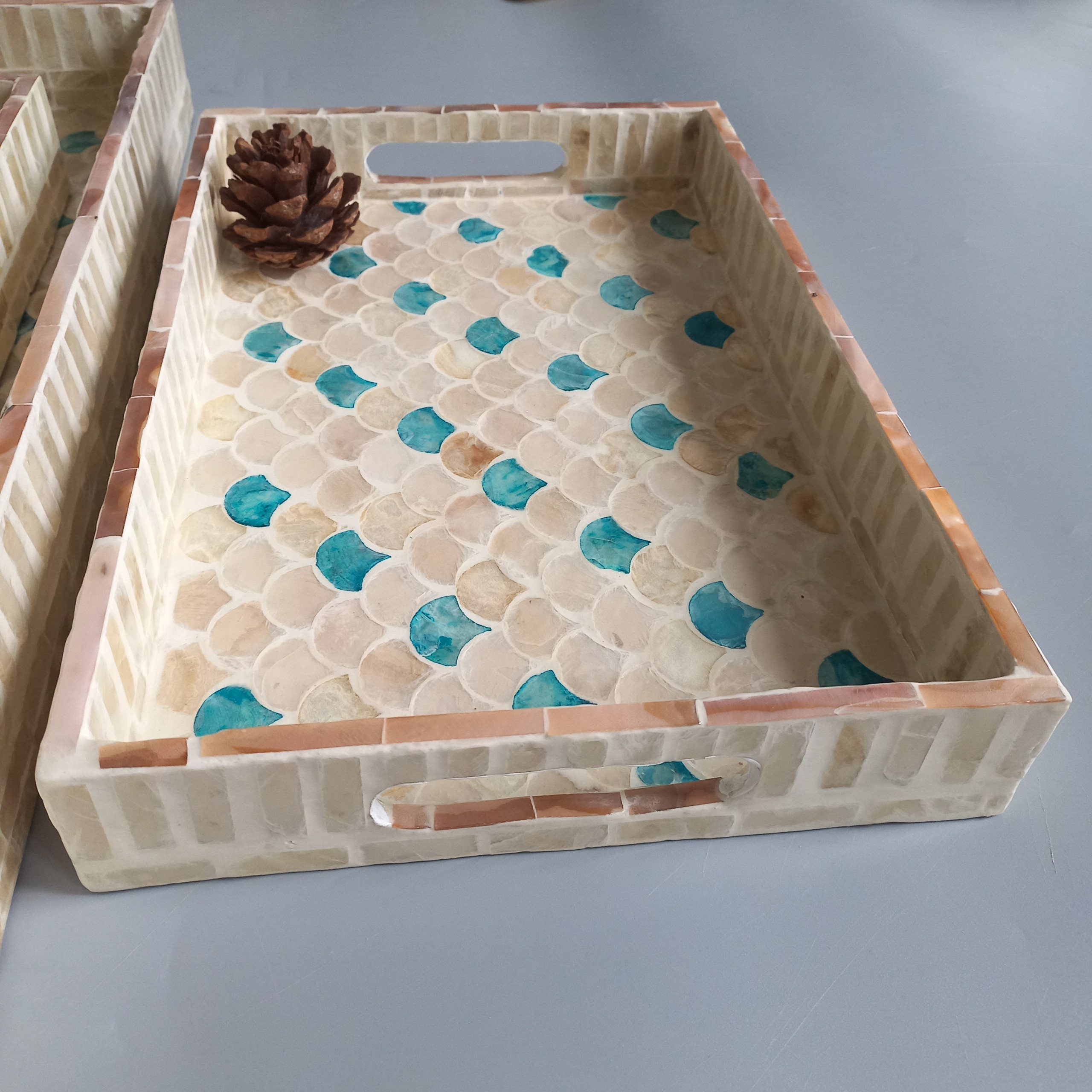 Khay Hình Chữ Nhật Có Tay Cầm, Bằng Khảm Trai Cao Cấp Vitrapro