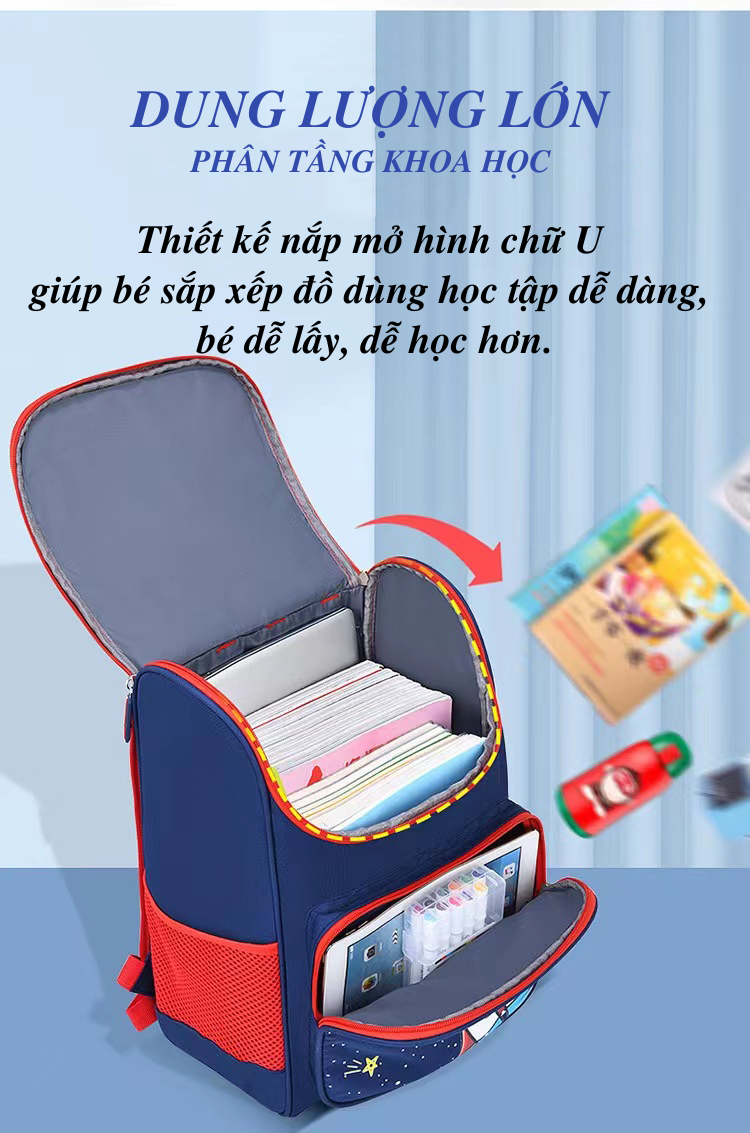 Balo Chống Gù Lưng_Balo Phi Hành Gia Cho Học Sinh Tiểu Học Chất Liệu Chống Nước Chống Xước Vượt Trội