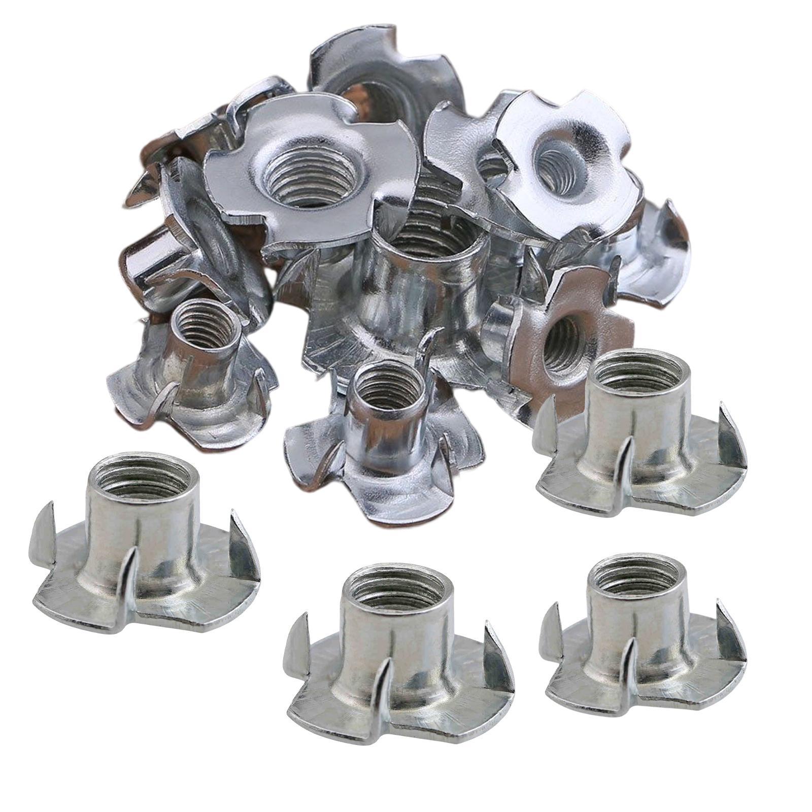 50 Pieces Four Claw Nuts M3 M5 M6 M8 M10 Inlaid Nut for Wooden Furniture Rock Climbing Holds
