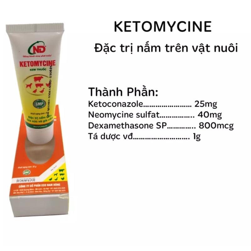 Kem Bôi Đặc Trị Nấm Trên Gia Súc Và Gia Cầm Ketomycine Tuýp 25g