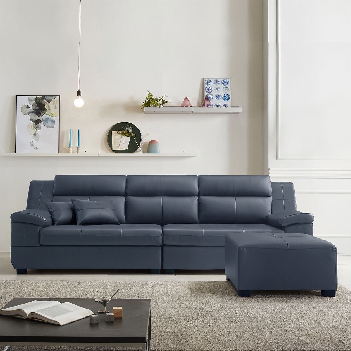 Hình ảnh SF309 - GHẾ SOFA DA THẬT 4 CHỖ NGỒI KÈM ĐÔN