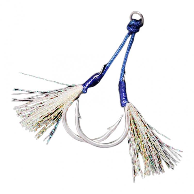 2x Jig Hooks Fishing Hooks Barbed Hooks Assist Hooks In Solid Ring