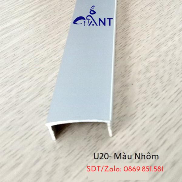 Nẹp nhôm U20, Nẹp u nhôm, nẹp chữ u, nẹp chống trơn nhôm, nẹp trang trí, nẹp trần,nẹp vách, thanh dài 2m5
