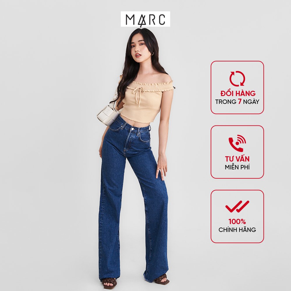 Áo thun nữ MARC FASHION crop top vai ngang nhún thun