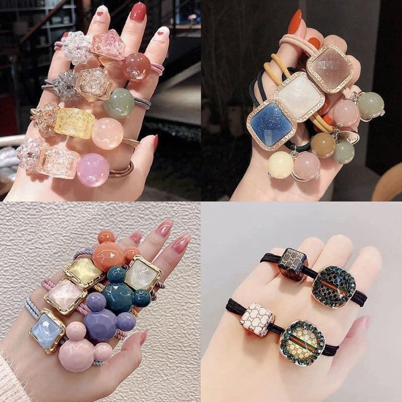 Set 20 chun dây buộc tóc túi nhựa Hàn Quốc mix nhiều hình đáng yêu YUKAGO PVN17493