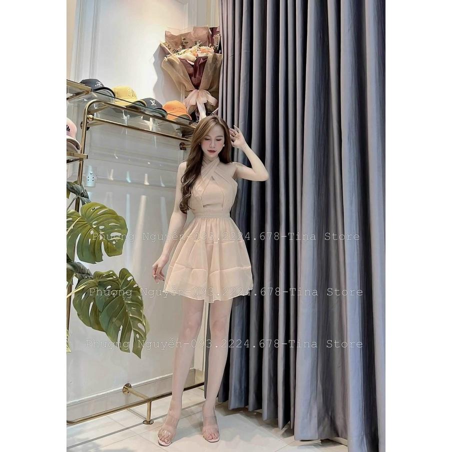 Đầm Xòe Cổ Yếm Chéo Ngực Có Mút