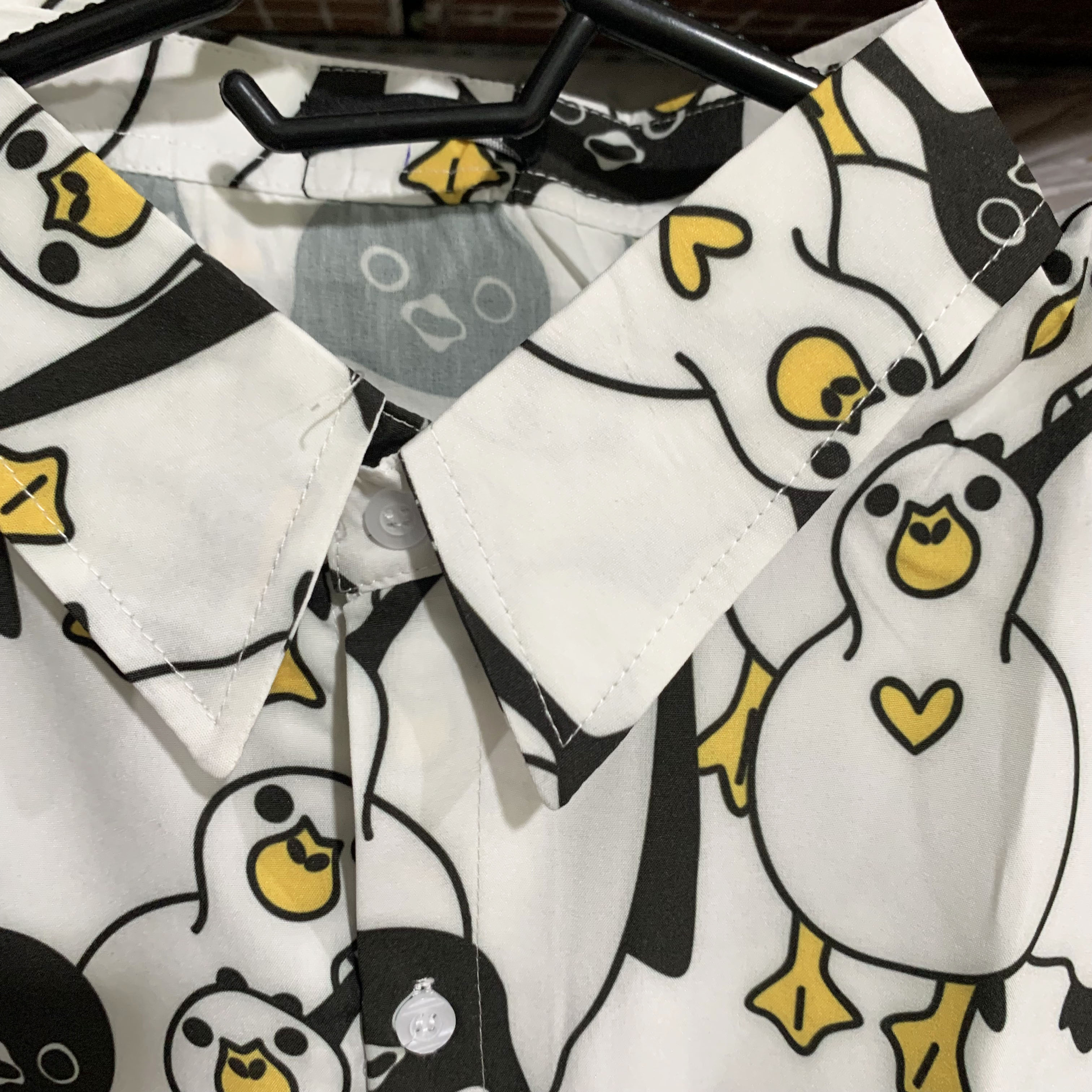 Áo Sơ Mi Hoạ Tiết Chim Cánh Cụt Tay Lỡ Dáng Rộng Ulzzang Unisex, Sơ Mi Đi Biển - MM