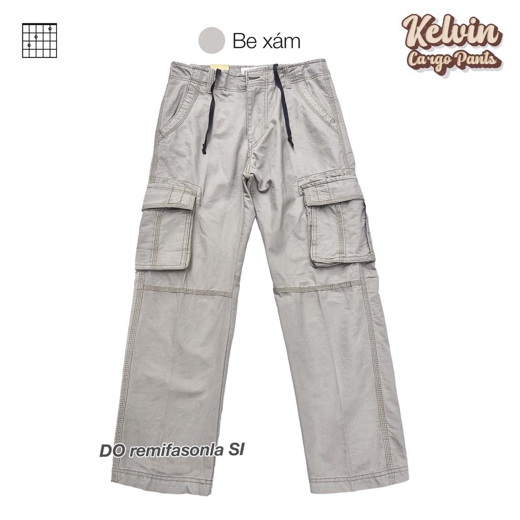 Quần Kaki Túi Hộp Nam Nữ Màu Sắc Vintage - Bản Có Dây Rút - Chất Vải Dày Dặn Form Đứng