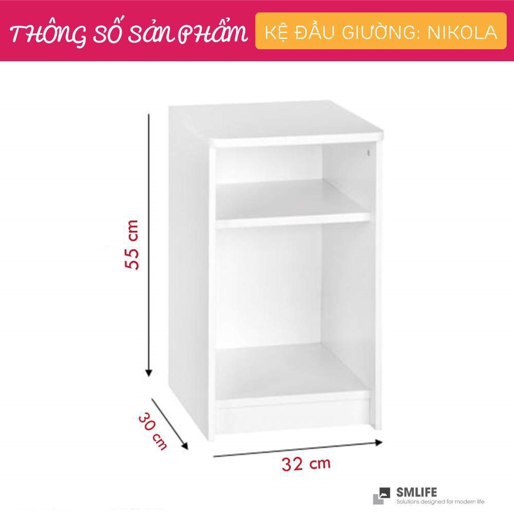 Tủ gỗ đầu giường hiện đại SMLIFE Nikola | Gỗ MDF dày 17mm chống ẩm | D32xR30xC55cm