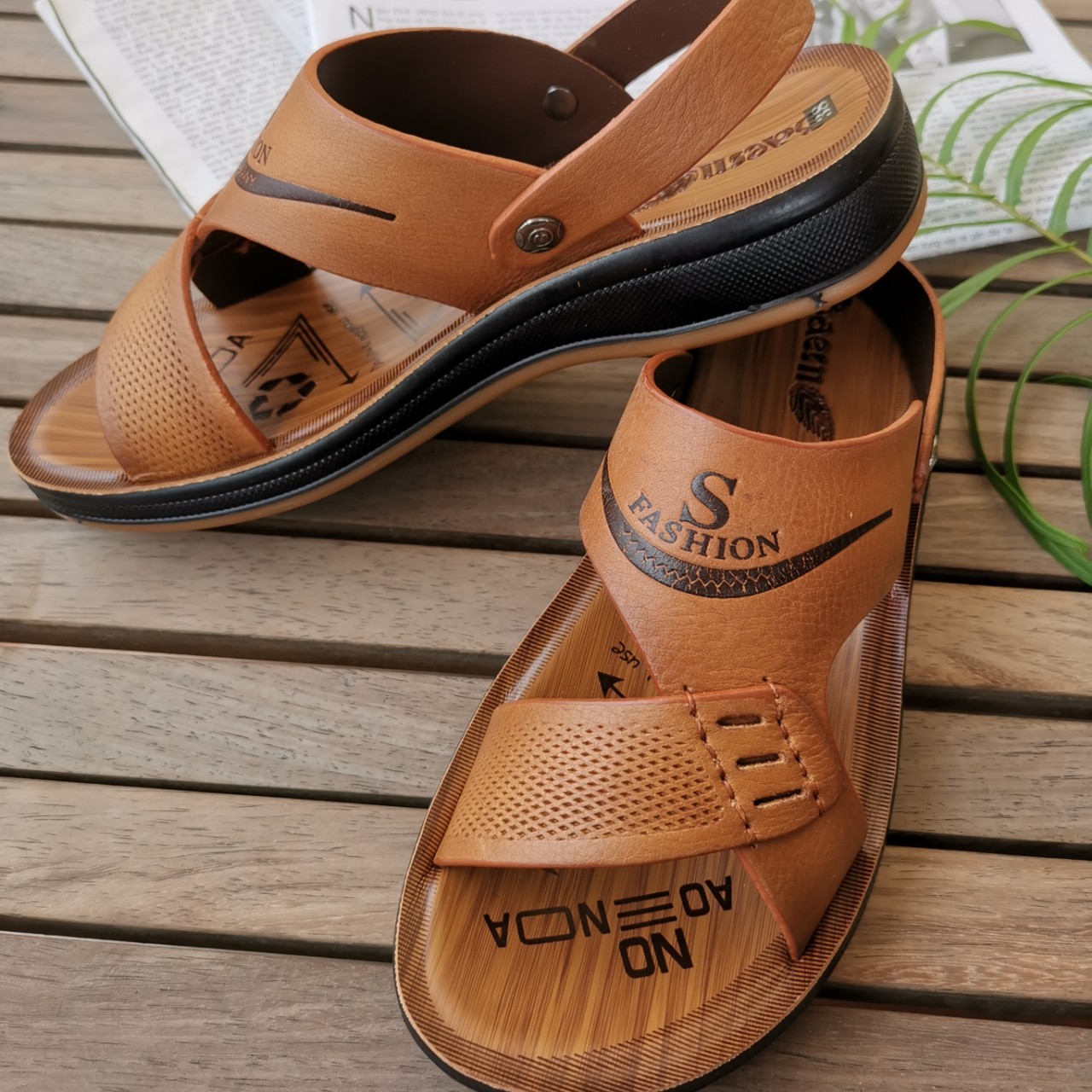 Giày Sandal nam da bò thật dép quai hậu nam da thật - DQH.235