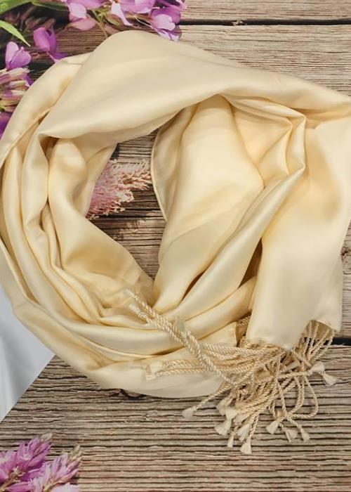 Khăn Lụa Thời Trang Cao Cấp SenSilk (Vàng Nude) - 100% Natural Vietnam Silk, Khăn Lụa Tơ Tằm Bảo Lộc, Khăn Lụa Bảo Lộc Cao Cấp
