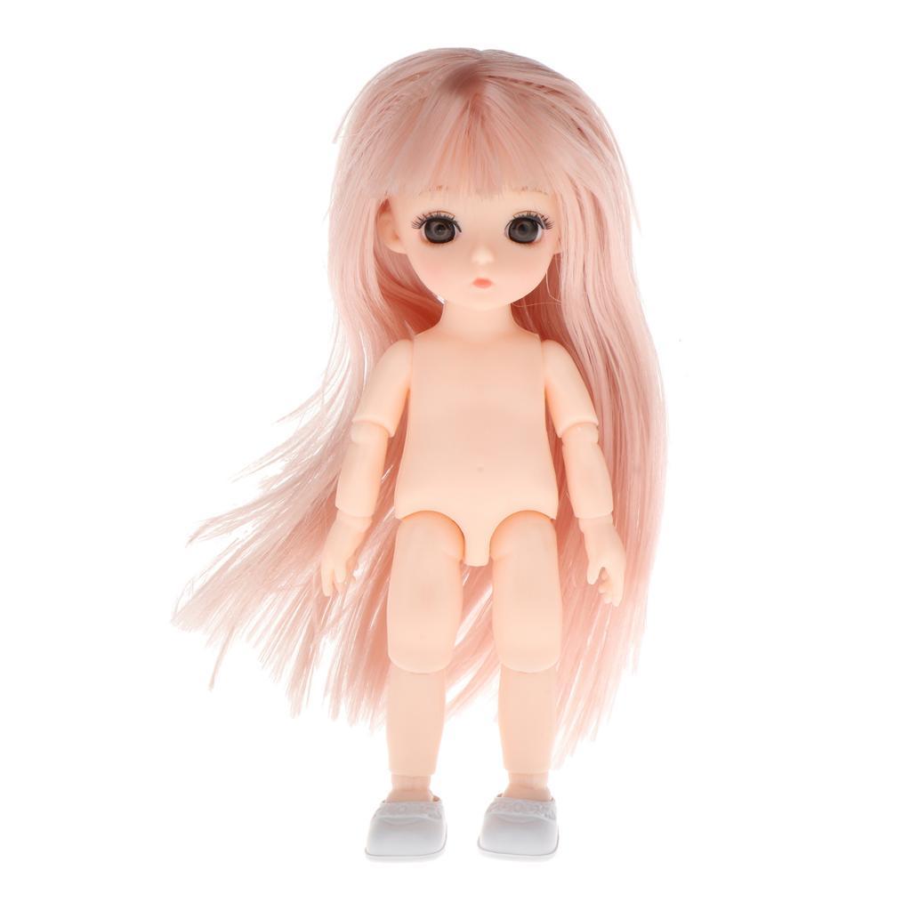 Lovely 16cm Ball Jointed Girl Doll Nude Body Gray hair with bangs