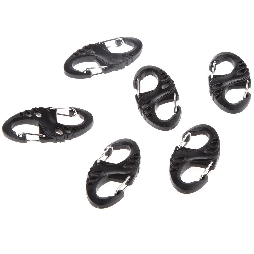 10pcs S Type Keychain Keyring Outdoor Camping Hiking Carabiner Hook Black