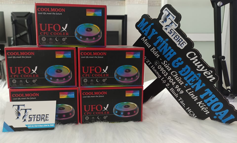 Quạt Tản Nhiệt, Fan CPU Coolmoon UFO X Led RGB - Tự Động Đổi Màu Và Hiệu Ứng - hàng chính hãng