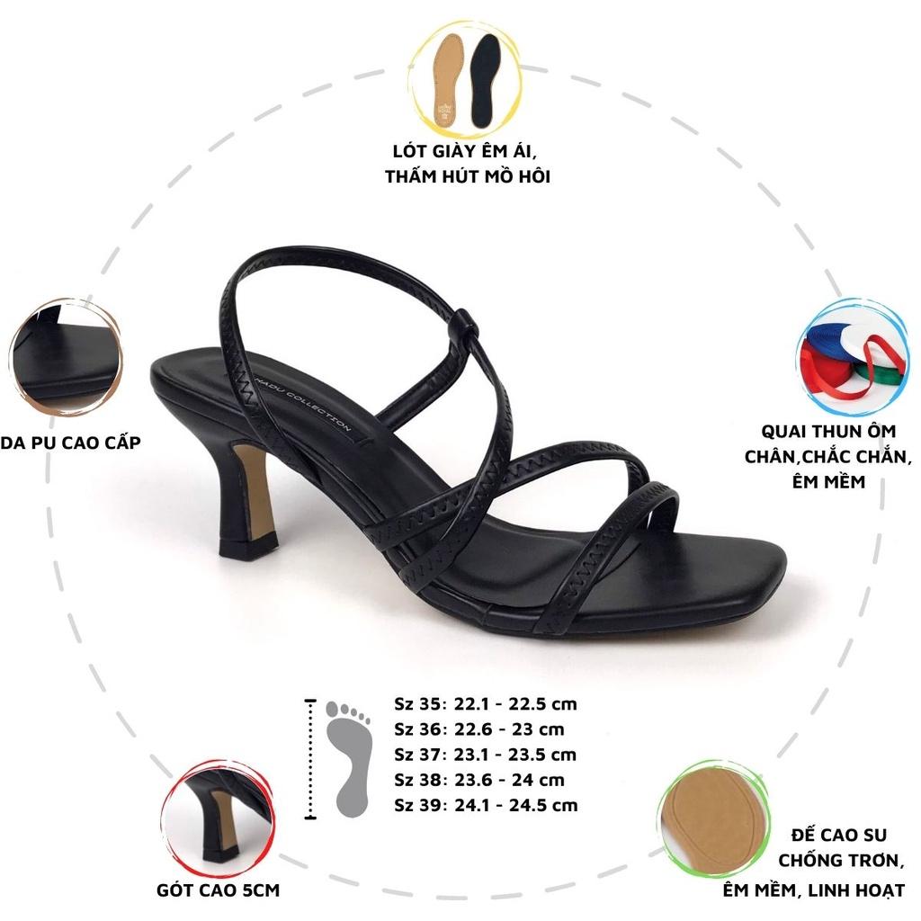 Giày Sandal cao gót 5p quai chéo HADU G570 quai thun êm mềm đế cao su chống trơn