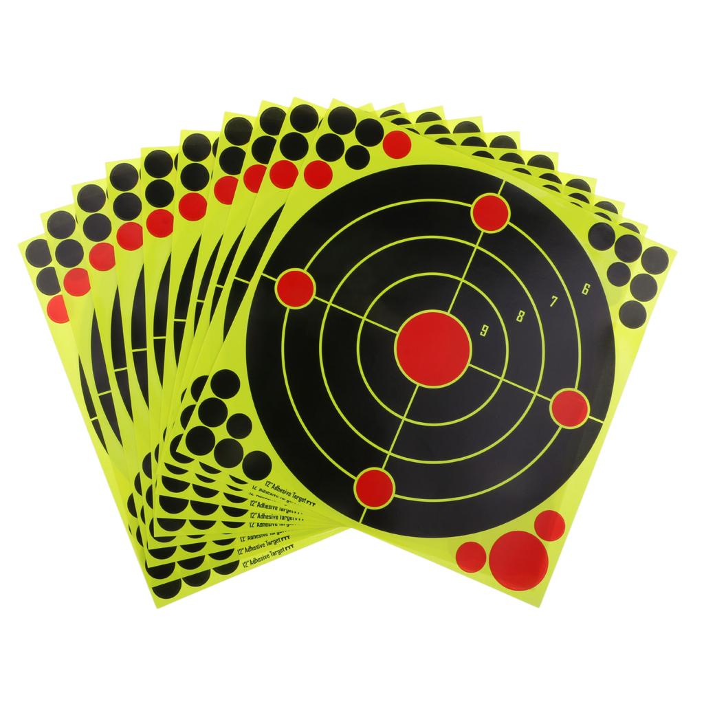 10pcs 12'' x 12'' Reactive Adhesive Shooting Targets Sticker