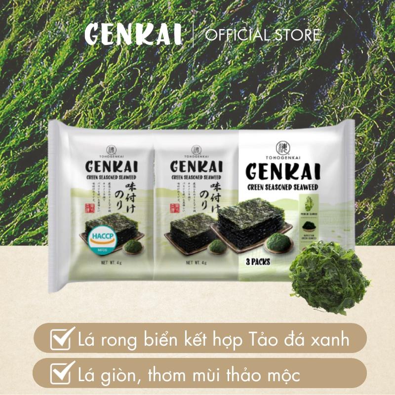 Rong Biển Ăn Liền GENKAI Lá Xanh 12g (4g x 3 gói