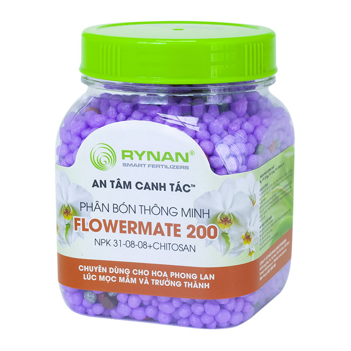 Phân Bón Thông Minh Rynan Flowermate 200 (Hủ) - Dùng Cho Hoa Kiểng, Phong Lan Thời Kỳ Mọc Mầm Và Trưởng Thành