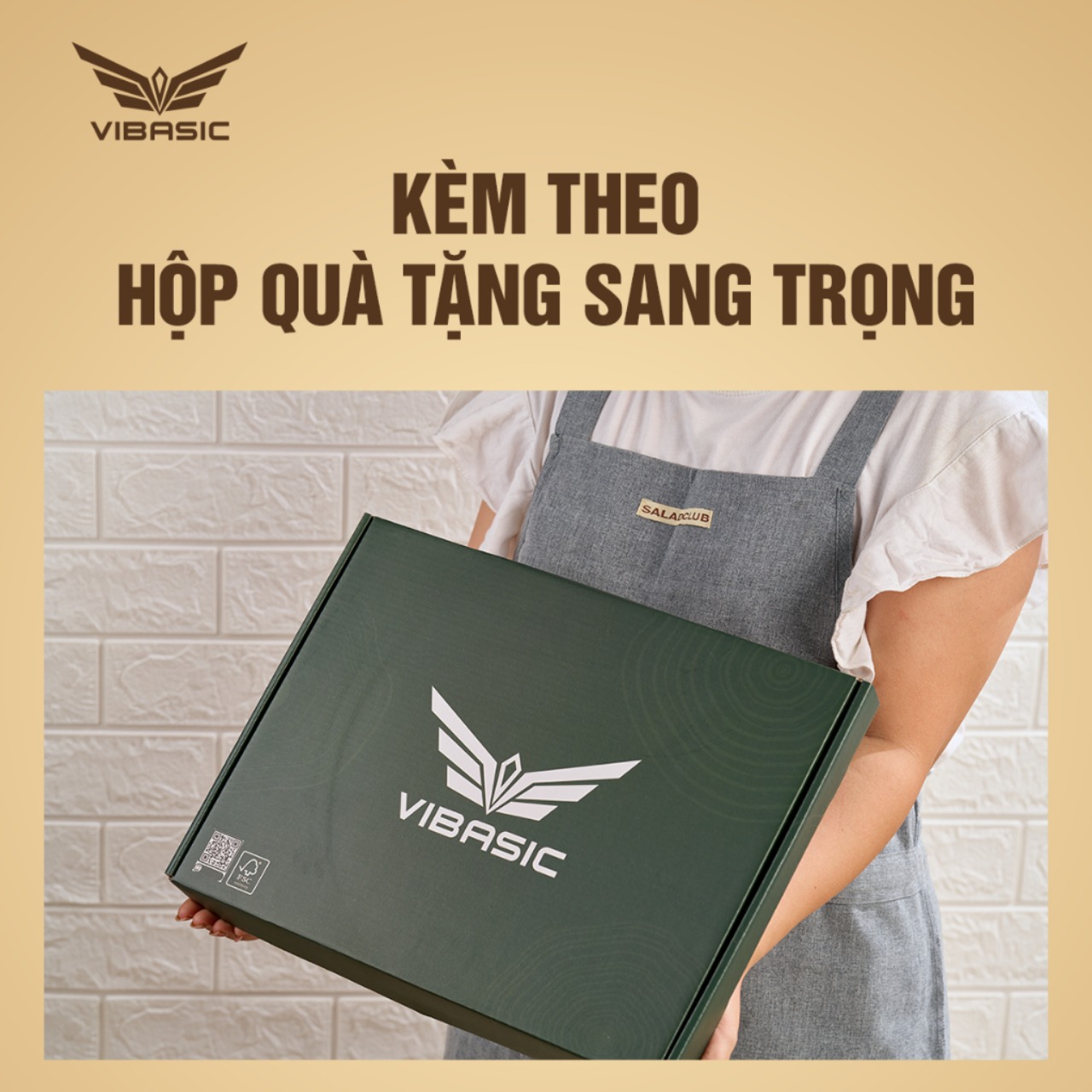 Thớt Tần Bì (Ash wood) Vibasic ghép block, kích thước 350x250x27mm, chuyên thái, có móc treo thớt - Hàng chính hãng Bộ Quốc Phòng
