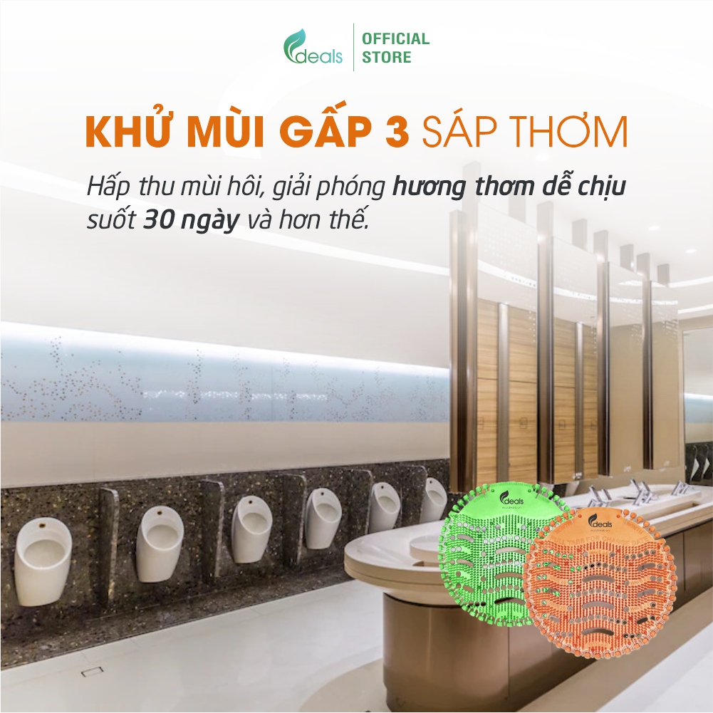 Tấm Lót Khử Mùi Bồn Tiểu & Lỗ Sàn ECODEALS Wave Fresher - Khử mùi, làm thơm toilet vượt trội 30 ngày, chống văng và giọt bắn - KT 18x18cm