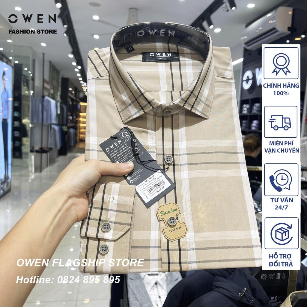 Áo Sơ mi Owen nam dài tay dáng Slimfit sợi Tre mềm mịn mát Mã AS220891D