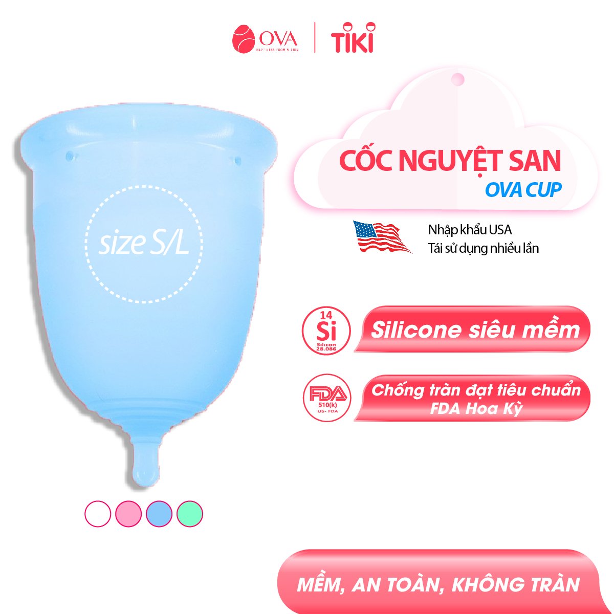 Cốc Nguyệt San Ovacup - Xanh Da Trời (Size L)