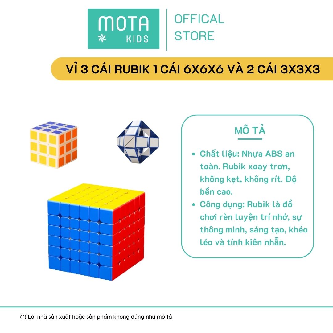 [MAH6600-66 - Mota Montessori] Đồ chơi cho bé Vỉ 3 cái Rubik 1 cái 6x6x6 và 2 cái 3x3x3 - Hàng chính hãng