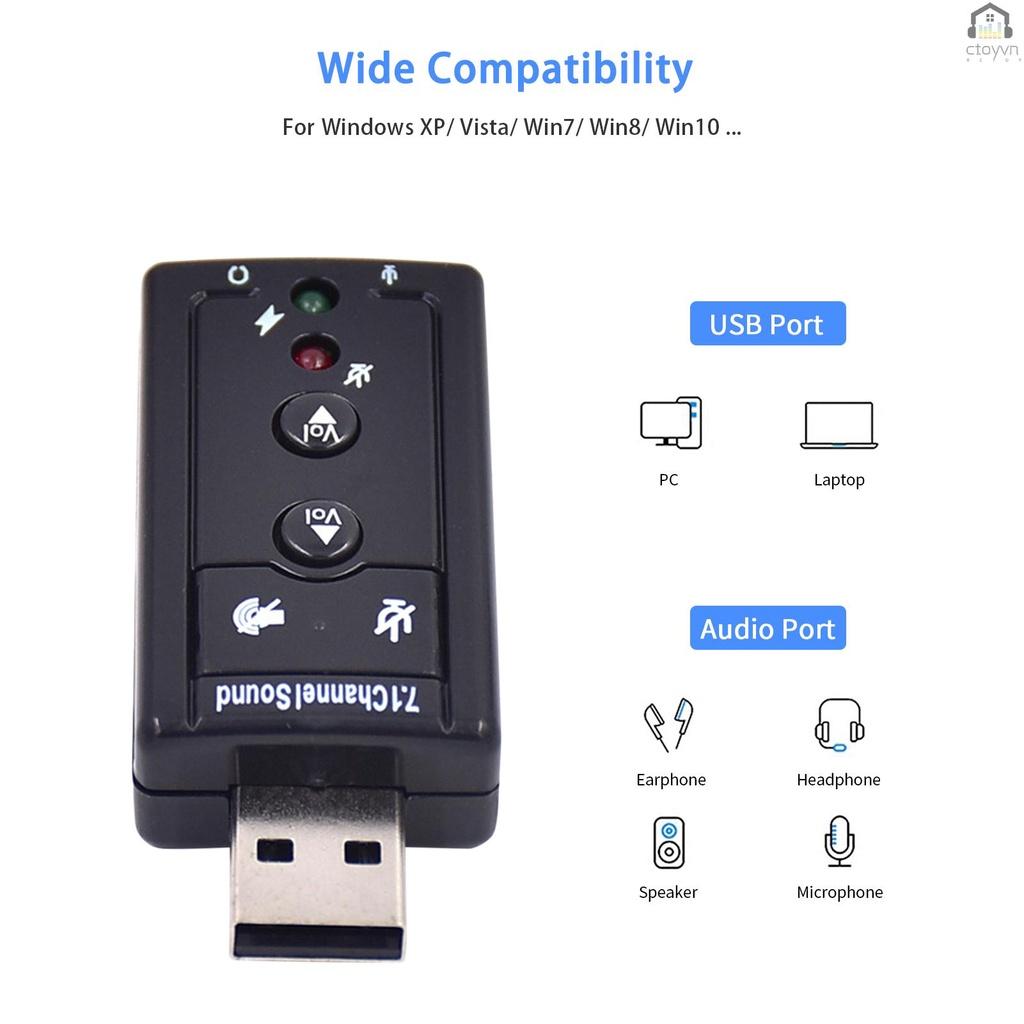 Bộ chuyển đổi âm thanh USB 7.1 kênh cho máy tính