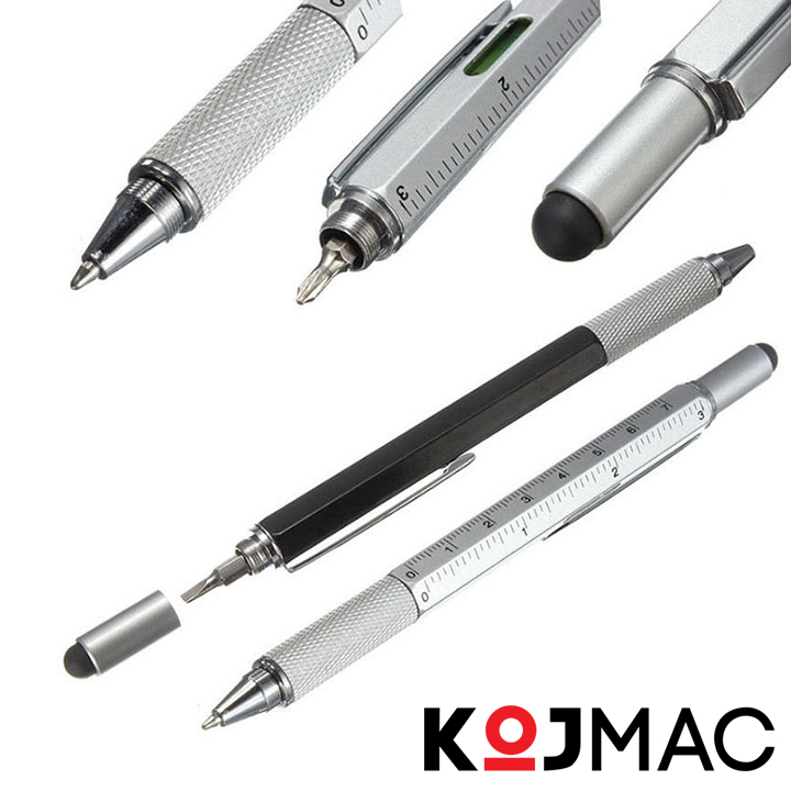 Bút Cảm Ứng Điện Thoại Đa Năng KOJMAC Touch Pen PKA071 6 trong 1 - Hàng Nhập Khẩu ( Tiện Lợi Thông Minh Cao Cấp 6in1 Smart Vẽ Màn Hình Ipad iPhone Tablet Android Phone , Viết được có mực bi, Tua Vít Vặn Ốc 2 Đầu, Thước Kẻ, Thủy Đo Cân Bằng )