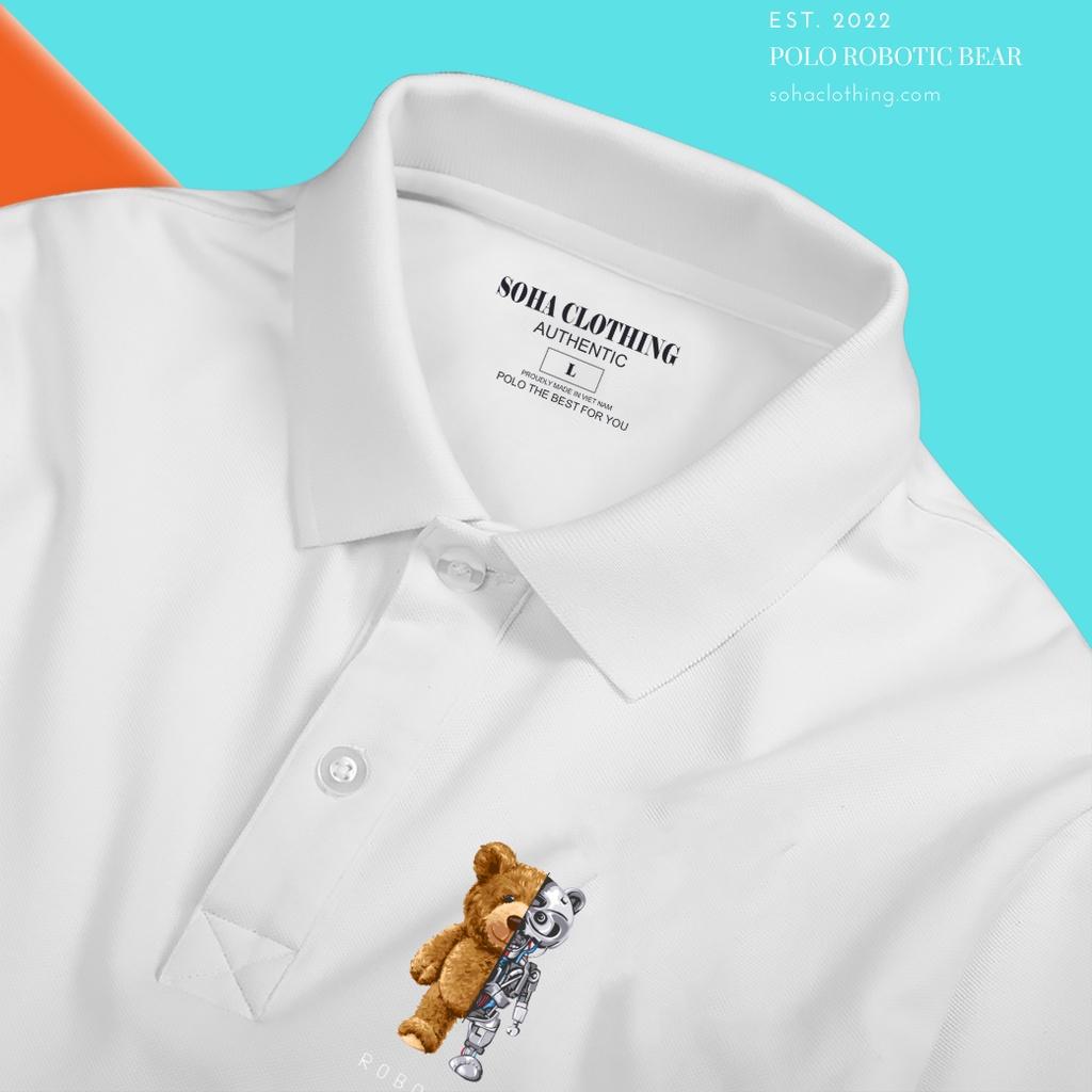 Áo Thun Polo Nam Basic cổ bẻ vải Cá Sấu chuẩn form,hình in sắc nét, BEAR ROBOTIC -SoHa Clothing