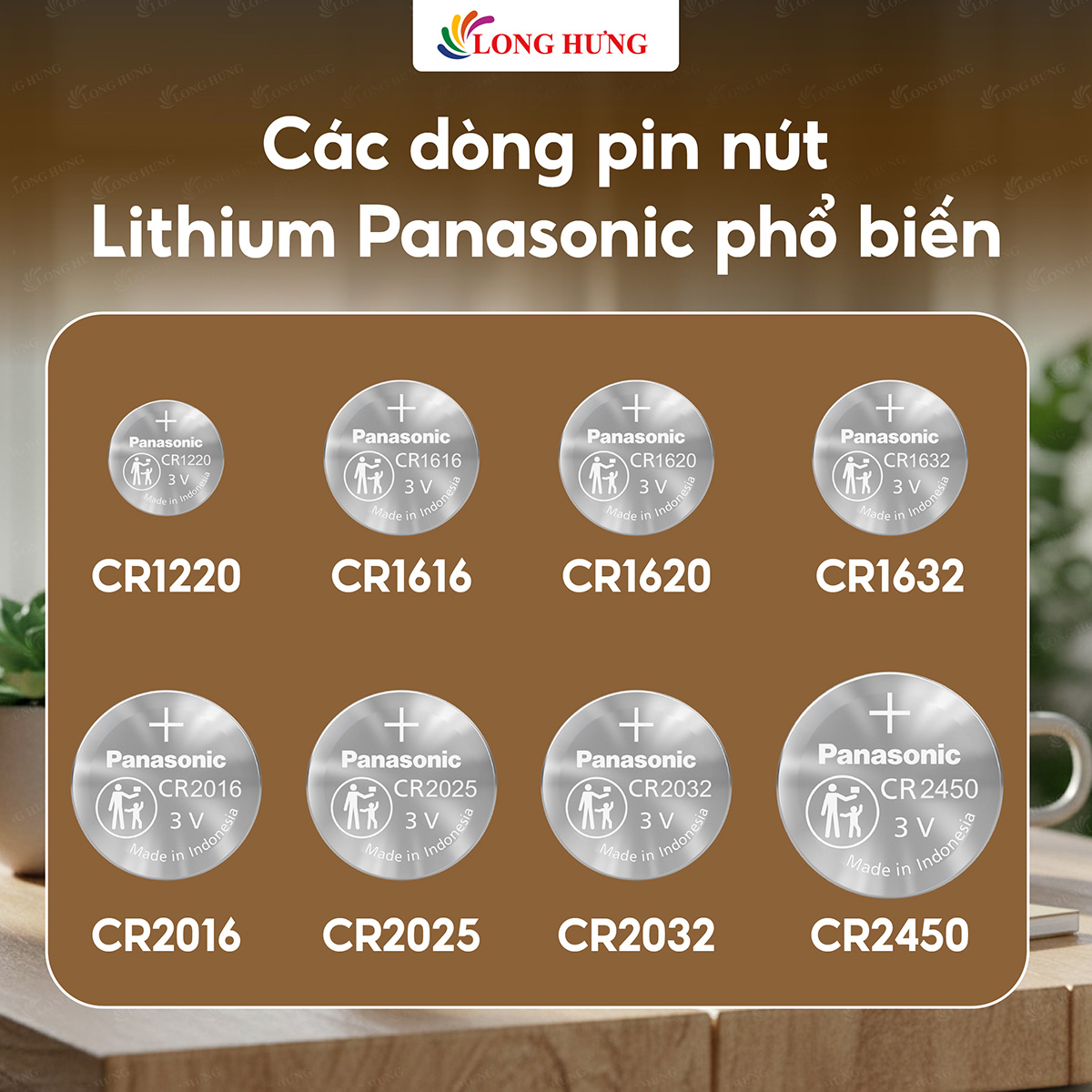 Pin nút Panasonic 3V CR-1220/5BE (1 viên/3 viên/5 viên/10 viên/50 viên) - Hàng chính hãng
